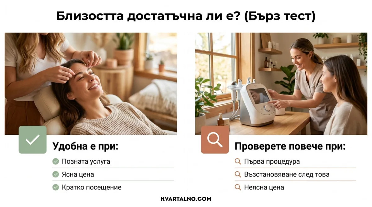 Инфографика кога близостта до козметик е достатъчна и кога трябва по-подробна проверка